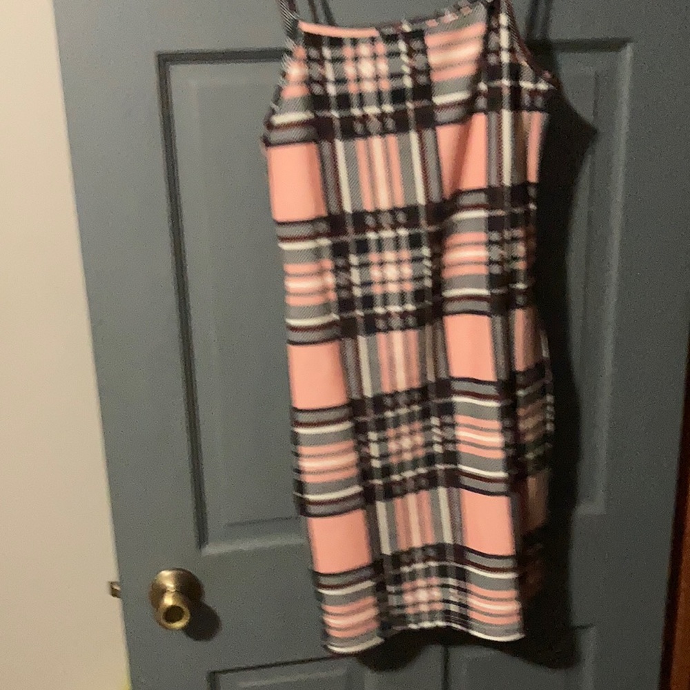Brand new pink and black plaid size medium dress.